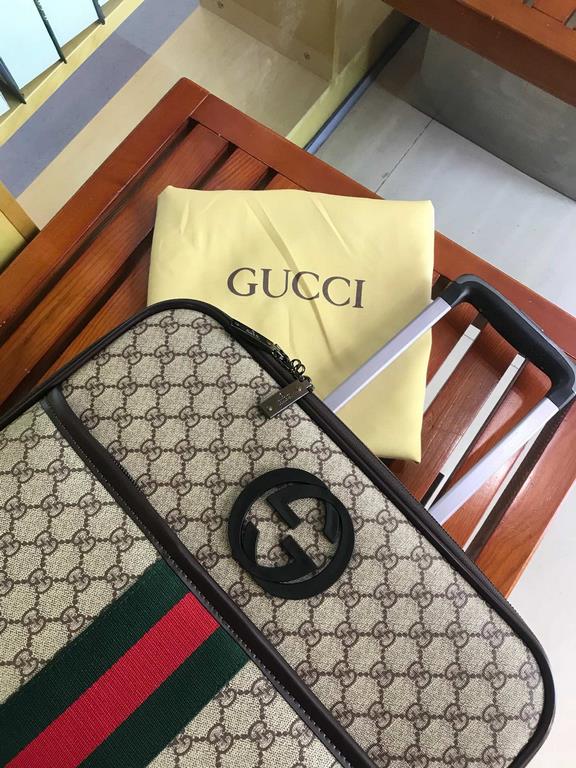 Model 019Gucci 】only limited editionDouble G Classic Carbon Logo ClassicsWith red and green webbing (inspired by saddle fabric)Super wear-resistant universal wheel,     flexible travelingWith thickened full aluminum allo