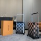 Tapping into the creative potential of the brand's classic Damier canvas, the new Horizon luggage features the Damier Graphite Giant pattern in varying shades of plaid in different sizes, with flexible dual wheels and a 