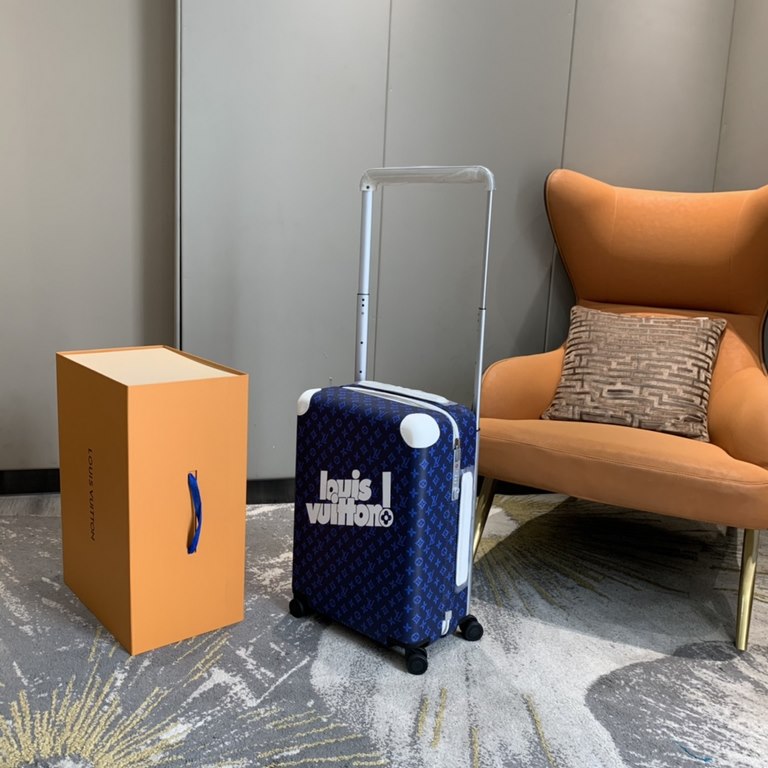 The Horizo n 55 luggage is a strikingly lyrical statement of the vuiton! logo, illustrating Virgil Abloh's vision for the Everyday capsule collection for FallWinter 2021-22. The lightweight shape and dual wheels provide 