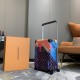 This Horizon 55CM luggage is made of Monogram Sunset canvas and features a bright tie-dye pattern for a beachy look. The external trolley handle creates a spacious interior, while the lightweight design makes boarding ea