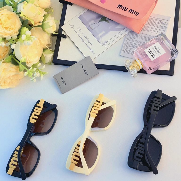 miumiu retro Europe and the United States wind cat eye sunglasses female square round face thin senior sense of metal accessories sunglasses 2024 new