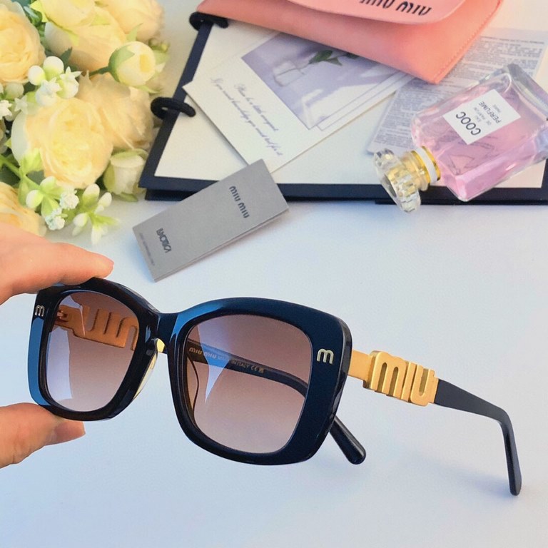 miumiu retro Europe and the United States wind cat eye sunglasses female square round face thin senior sense of metal accessories sunglasses 2024 new