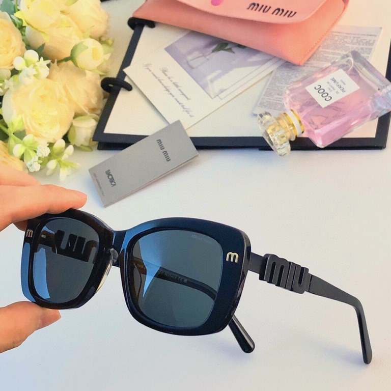 miumiu retro Europe and the United States wind cat eye sunglasses female square round face thin senior sense of metal accessories sunglasses 2024 new