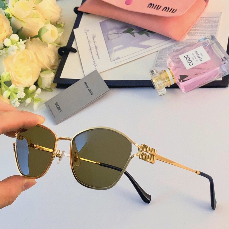 miumiu same cat eye oval metal sunglasses female wisp new hundred with UV protection sunglasses can be equipped with myopia