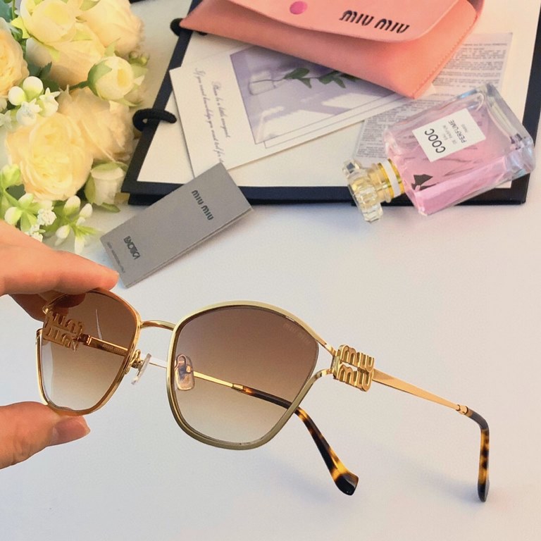 miumiu same cat eye oval metal sunglasses female wisp new hundred with UV protection sunglasses can be equipped with myopia