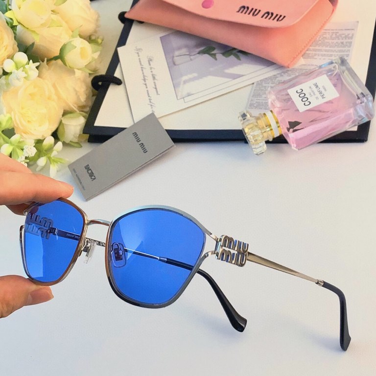 miumiu same cat eye oval metal sunglasses female wisp new hundred with UV protection sunglasses can be equipped with myopia