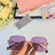 miumiu2024 new Xiaohongshu net red models sunglasses female thin metal square large frame light-colored sunglasses Korean street shooting