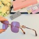 miumiu2024 new Xiaohongshu net red models sunglasses female thin metal square large frame light-colored sunglasses Korean street shooting