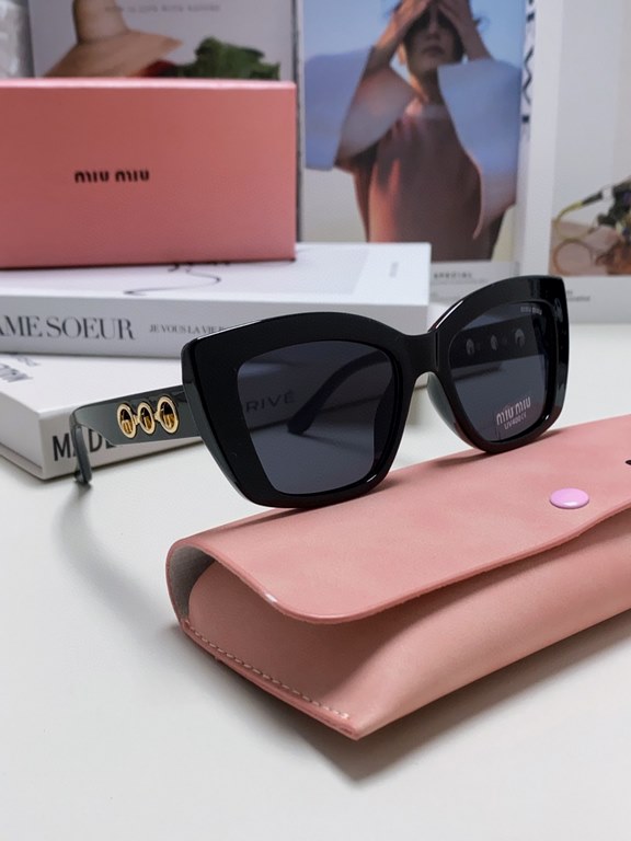 MiuMiu fallacy 2024 new Europe and the United States new fashion sunscreen cat's eye women's sunglasses trend senior sense of popularity of Ms. sunglasses