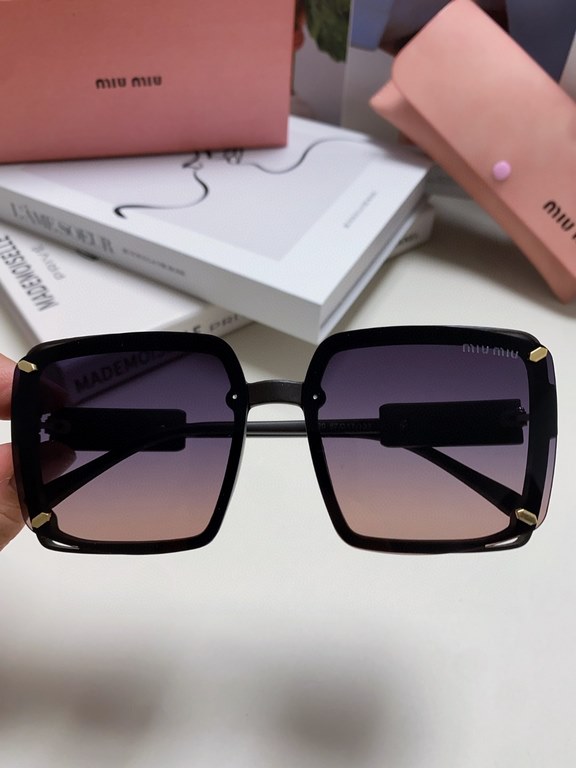 MIUMIU Miu Miu 2024 new Korean version of the large frame round face large face UV shielding sunglasses sunglasses female tide temperament senior sense sunscreen sunglasses