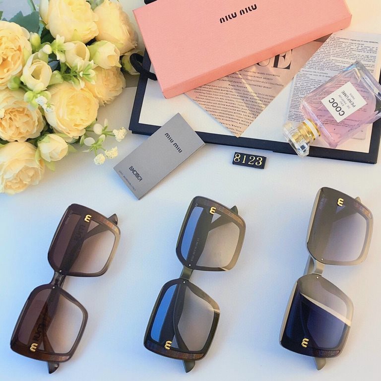 miumiu new Korean version of the personality ins set flash powder sunglasses female anti-ultraviolet strong light outdoor driving street shooting sunglasses