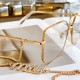 MIUMIU New Cutout Lens DesignsSMU51Y SIZE60-17-140Bezel logo around Detachable chain    chain separately