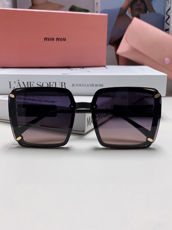 MIUMIU Miu Miu 2024 new Korean version of the large frame round face large face UV shielding sunglasses sunglasses female tide temperament senior sense sunscreen sunglasses