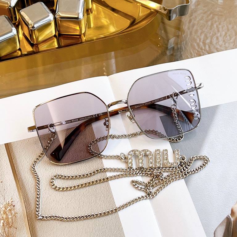 MIUMIU new hollowed out lens design original can be hanging chain non-market version Recognize the exclusive quality   SMU51Y SIZE60-17-140 border logo around Detachable chain      chain separately