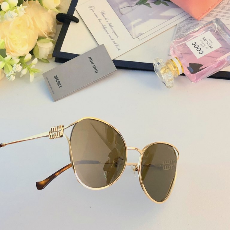 miumiu2024 new Korean version of the ins sunglasses female tide round face retro small round frame sunglasses net red light luxury wind sunshade