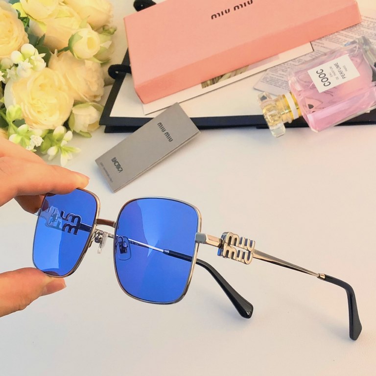 miumiu metal simple large frame sunglasses fashion commuting retro sunglasses high-grade Korean vegetarian UV protection