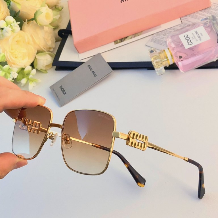 miumiu metal simple large frame sunglasses fashion commuting retro sunglasses high-grade Korean vegetarian UV protection