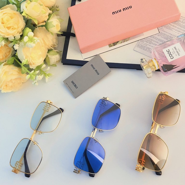 miumiu metal simple large frame sunglasses fashion commuting retro sunglasses high-grade Korean vegetarian UV protection