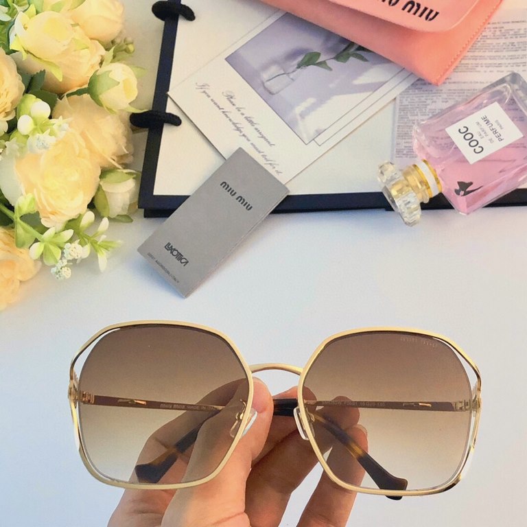 mium miu large with miu sunglasses female new Korean version of the ins net red large frame metal sunscreen sunglasses temperament goddess model