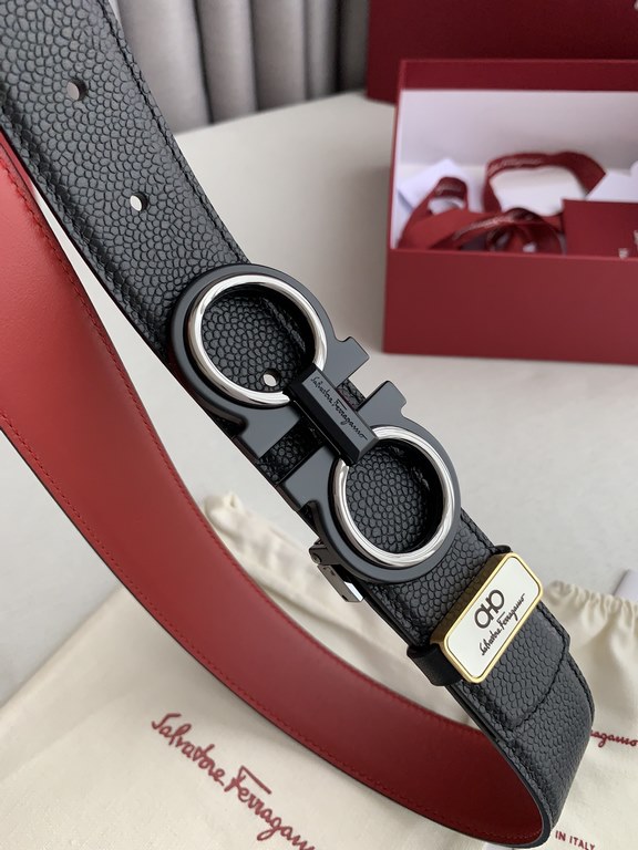 Name Ferragamo. Ferrgamo   original singleModel buckle, the original classic two-tone buckle, elegant black  gun, in-kind shooting, head layer cowhideMaterial   100% head layer cowhide, guarantee leather.   double-sided 