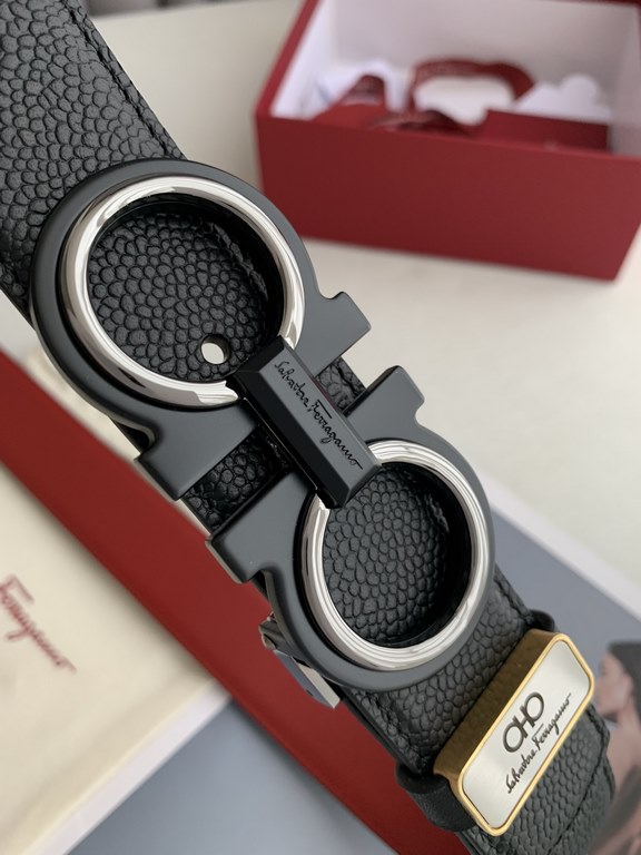 Name Ferragamo. Ferrgamo   original singleModel buckle, the original classic two-tone buckle, elegant black  gun, in-kind shooting, head layer cowhideMaterial   100% head layer cowhide, guarantee leather.   double-sided 