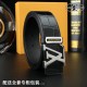 High-end quality, real shot Lots with a full set of packaging Brand L@V overseas original single button material two-color steel buckle  Belt body texture front 38mm width using imported first layer cross grain cowhide b