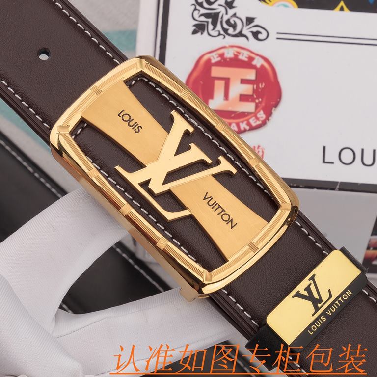 Product name LV-belt   original single-belt- Materials  100% head layer cowhide belt, guaranteed genuine leather belt, counter original single quality, fine workmanship, fashionable big brand, gift for self-use preferred