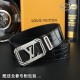 High-end quality, real shot Lots with a full set of packaging Brand L@V overseas original single button material two-color steel buckle  Belt body texture front 38mm width using imported first layer cross grain cowhide b