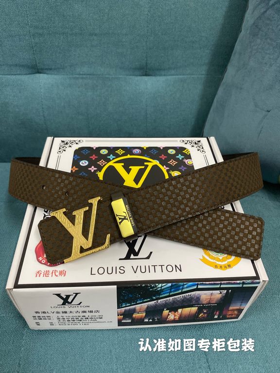 Men's Belt LV-Lewisdon -   original- Men's Belt  100% head layer cowhide, guaranteed genuine leather. 24k pure steel buckle   double-sided available  counter equivalent quality, give away the first choice for self-use   