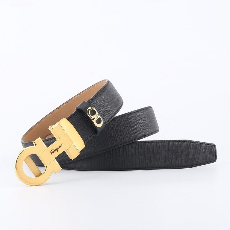 High-end quality, physical shooting  batch with a full set of packaging Brand Ferragamo overseas original single Buckle material high-quality solid steel buckle  belt body quality front 35mm width using double-sided impo