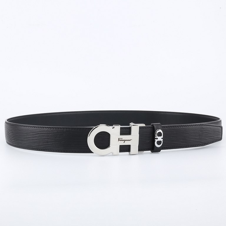 High-end quality, physical shooting  batch with a full set of packaging Brand Ferragamo overseas original single Buckle material high-quality solid steel buckle  belt body quality front 35mm width using double-sided impo