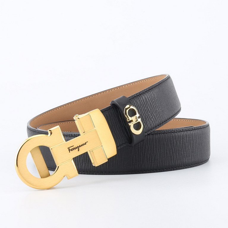 High-end quality, physical shooting  batch with a full set of packaging Brand Ferragamo overseas original single Buckle material high-quality solid steel buckle  belt body quality front 35mm width using double-sided impo