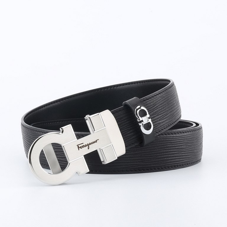 High-end quality, physical shooting  batch with a full set of packaging Brand Ferragamo overseas original single Buckle material high-quality solid steel buckle  belt body quality front 35mm width using double-sided impo