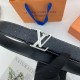 LV Men's Flower Leather Belt 38mm Double-sided imported flower leather leather pressed. Can be used on both sides Counter alignment With new steel buckle