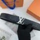 LV Men's Flower Leather Belt 38mm Double-sided imported flower leather leather pressed. Can be used on both sides Counter alignment With new steel buckle