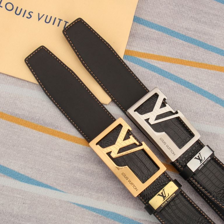 belt belt LV Louis Vuitton   original single cowhide belt  men's belt material   100% head layer cowhide belt  guaranteed leather belt, counter original quality, fine workmanship, fashionable big brand, gift for self-use