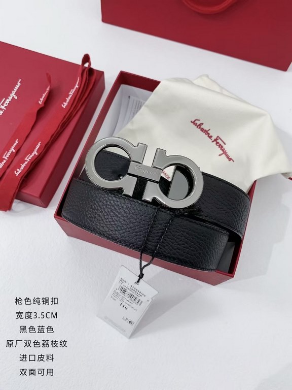 Comes with a full set of packaging gift box  !Ferragamo 35mm! Overseas factory shipments, the use of double-sided natural dumping head layer cowhide, modern style, add color to the daily look, to achieve a slimming effec