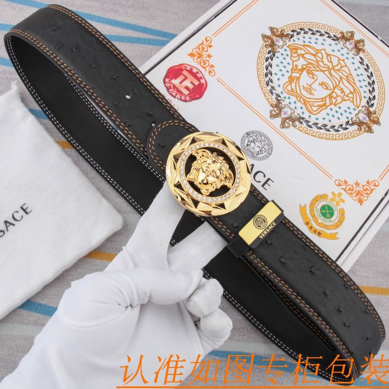 belt belt Versace   original single cowhide belt -  men's belt material   100% head layer cowhide belt  guaranteed leather belt, counter original quality, fine workmanship, fashionable big brand, gift for self-use first 