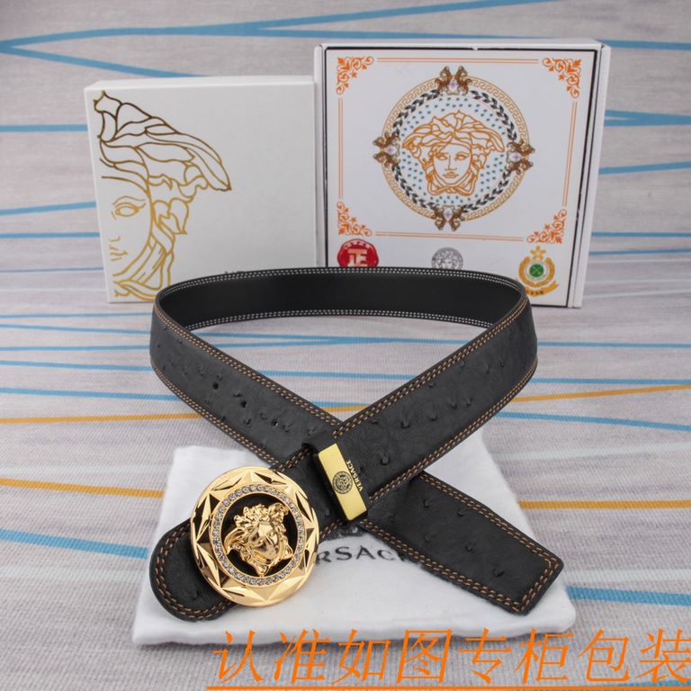 belt belt Versace   original single cowhide belt -  men's belt material   100% head layer cowhide belt  guaranteed leather belt, counter original quality, fine workmanship, fashionable big brand, gift for self-use first 