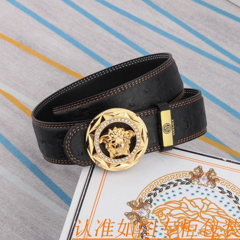 belt belt Versace   original single cowhide belt -  men's belt material   100% head layer cowhide belt  guaranteed leather belt, counter original quality, fine workmanship, fashionable big brand, gift for self-use first 