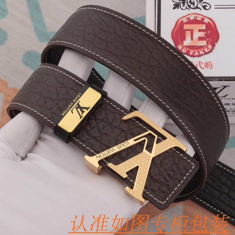 Product name LV-belt   original single-belt- Materials  100% head layer cowhide belt, guaranteed genuine leather belt, counter original single quality, fine workmanship, fashionable big brand, gift for self-use preferred