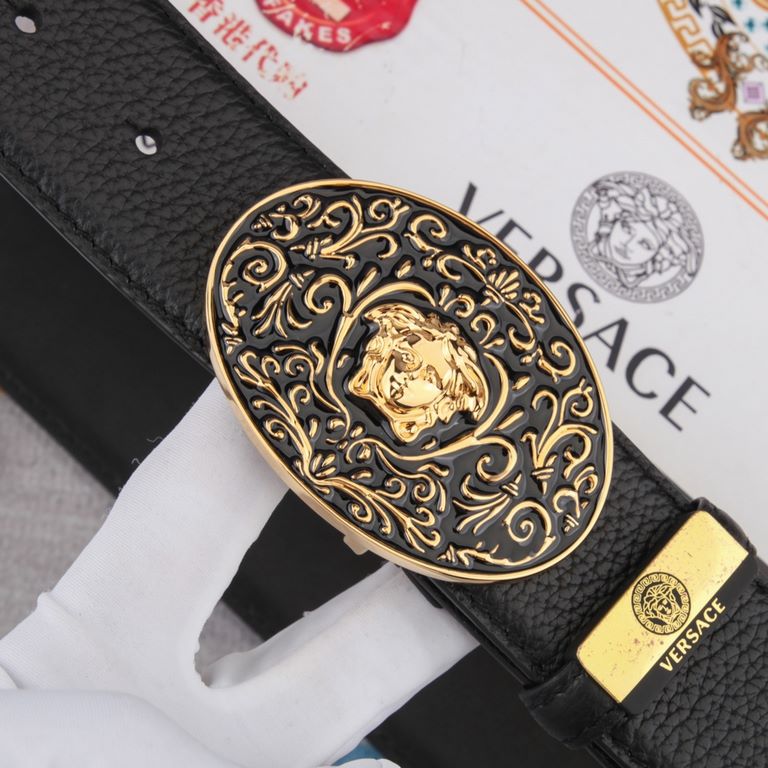 belt belt Versace   original single cowhide belt -  men's belt material   100% head layer cowhide belt  guaranteed leather belt, counter original quality, fine workmanship, fashionable big brand, gift for self-use first 