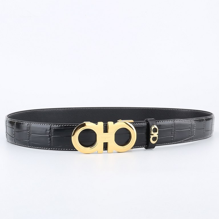 High-end quality, physical shooting  batch with a full set of packaging Brand Ferragamo overseas original single Buckle material high-quality solid steel buckle  belt body quality front 35mm width using double-sided impo