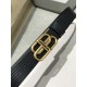 Counter Packaging (Balenciga Fall-Winter) 35MM Wide Black Belt features vintage aesthetic design Italian made lizard grain leather, using twisted logo BB ring interlocking signature gold-plated metal effect, using darker