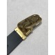 Counter Packaging (Balenciga Fall-Winter) 35MM Wide Black Belt features vintage aesthetic design Italian made lizard grain leather, using twisted logo BB ring interlocking signature gold-plated metal effect, using darker