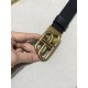 Counter Packaging (Balenciga Fall-Winter) 35MM Wide Black Belt features vintage aesthetic design Italian made lizard grain leather, using twisted logo BB ring interlocking signature gold-plated metal effect, using darker