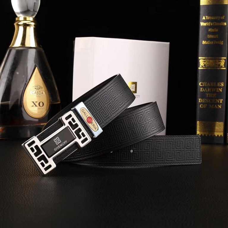 Lot with full set of counter packaging Brand Givenchy @ DFS buckle material 100% two-color pure steel buckle  belt body quality front 38mm width double-sided head layer cowhide embossed belt, pure steel vacuum plating bu