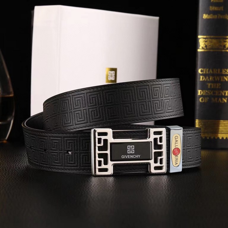 Lot with full set of counter packaging Brand Givenchy @ DFS buckle material 100% two-color pure steel buckle  belt body quality front 38mm width double-sided head layer cowhide embossed belt, pure steel vacuum plating bu