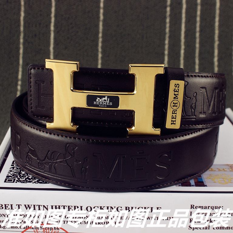 name Hermes. Her..mes   original single Model recognized as shown in the counter packaging, complimentary punch Materials  100% head layer cowhide leather belt, 24k pure steel buckle  with logo letters in the middle   Gu