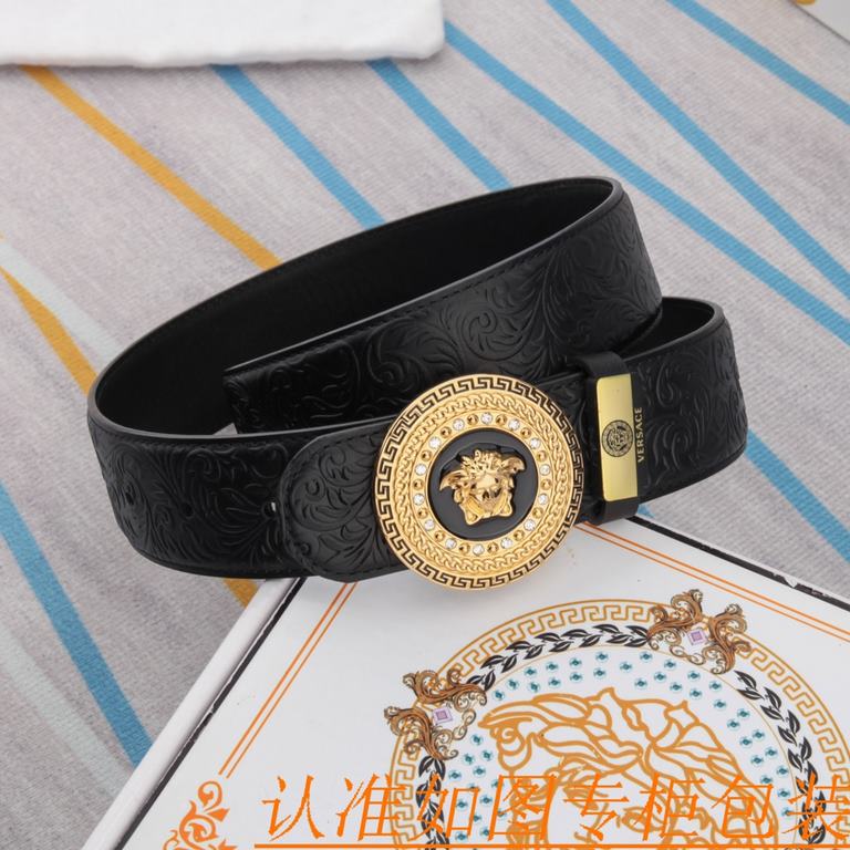 belt belt Versace   original single cowhide belt -  men's belt material   100% head layer cowhide belt  guaranteed leather belt, counter original quality, fine workmanship, fashionable big brand, gift for self-use first 